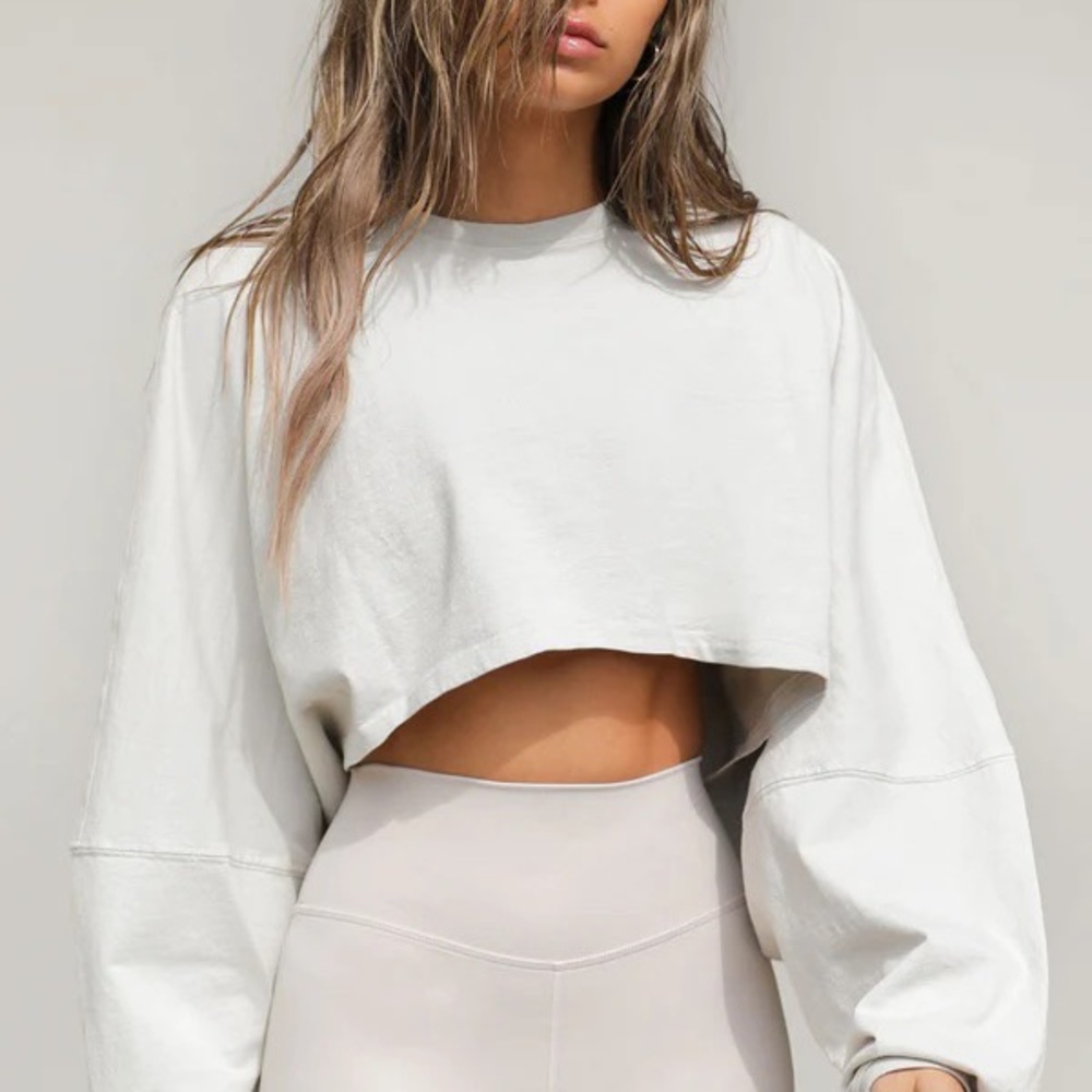 Joah brown slouchy crop long sleeve